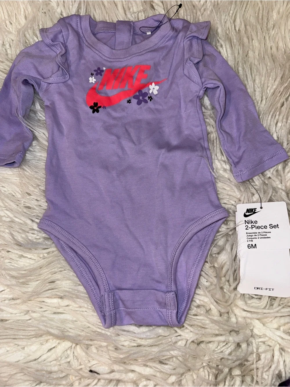Nike Lavender Bodysuit & Purple Floral Leggings Set - Picture 3 of 6